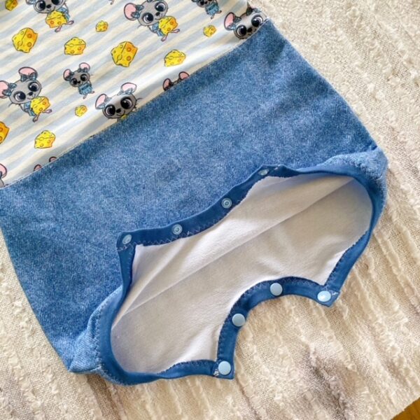 Babybody mit Mäusedesign - Pampersöffnung